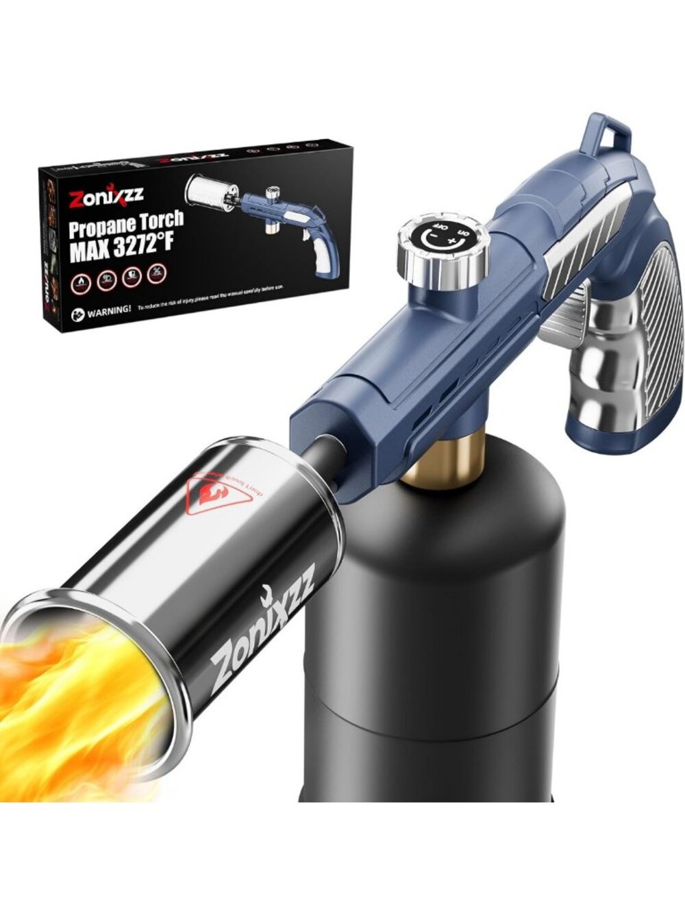 Adjustable Flame Propane Torch for Cooking, BBQ, Searing, and Welding - 3272°F
